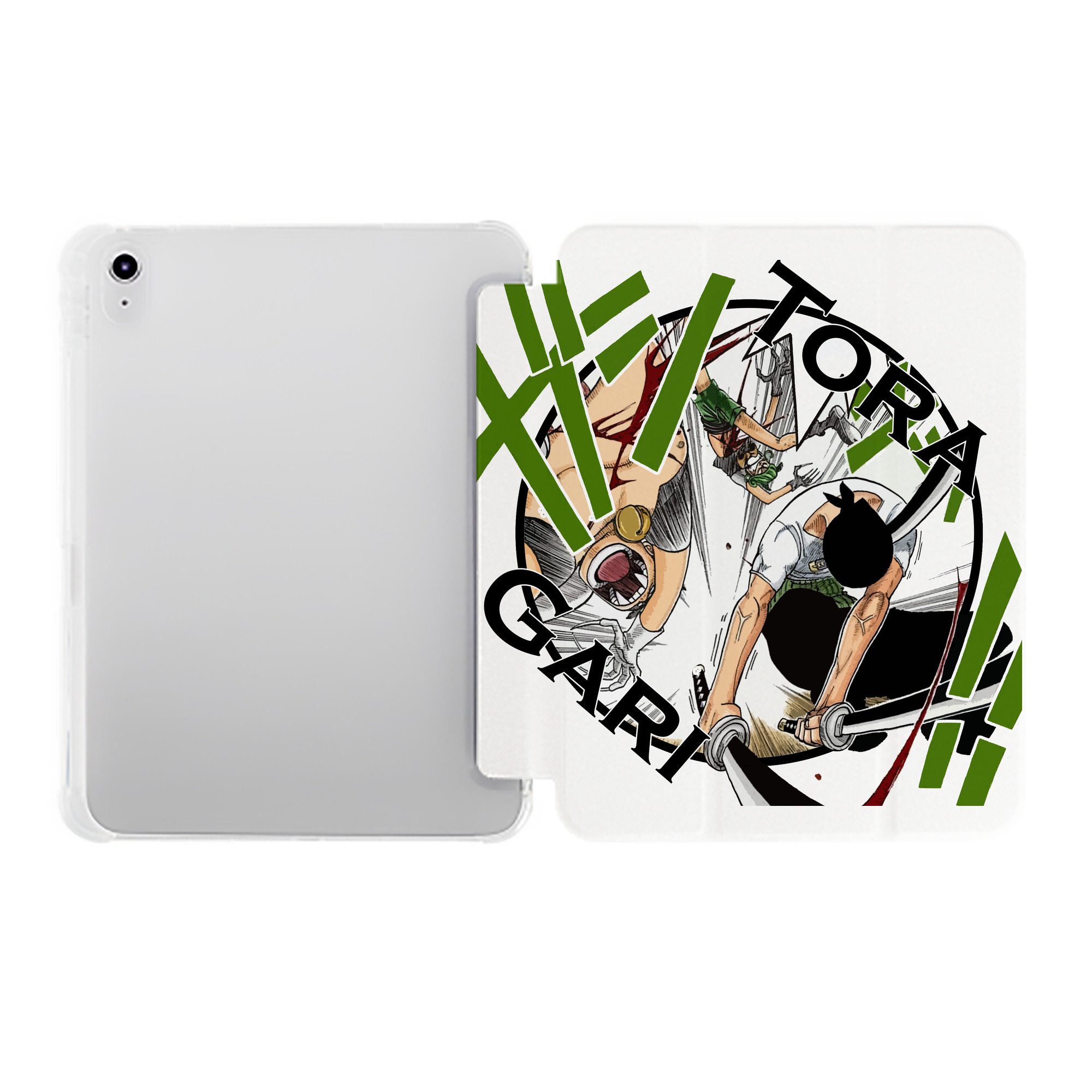 （画像用） ワンピース ロロノア・ゾロ ONE PIECE Roronoa Zoro IPad ケース ペン収納付き 三つ折りスタンド PUレザー×シリコン 対応機種9.5/10.5/10.9インチ